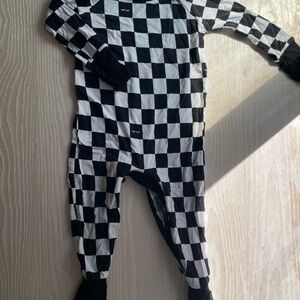 Little Sleepies Checkered Black and White Crescent Zippy